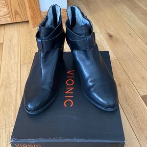 Vionic Black Leather booties.